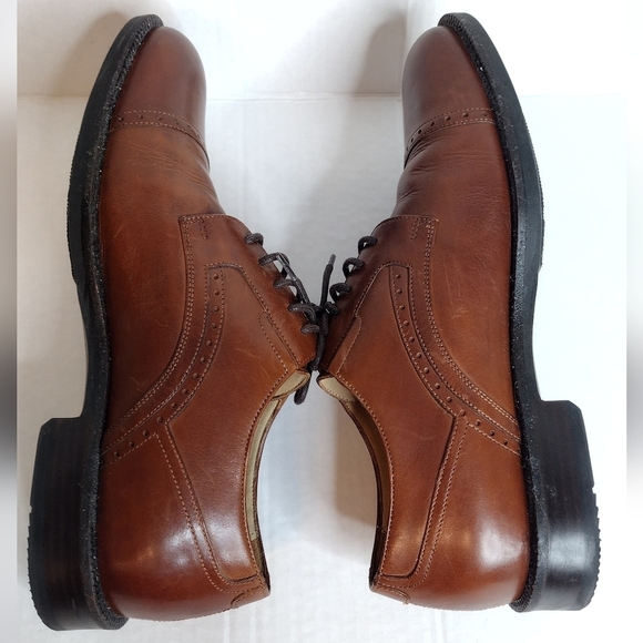 Johnston & Murphy Men's Brown Leather Lace Up Cap Toe Oxford Dress Shoes - Picture 4 of 12